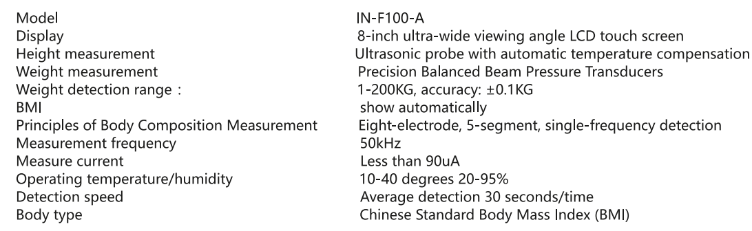 IN F100 specification