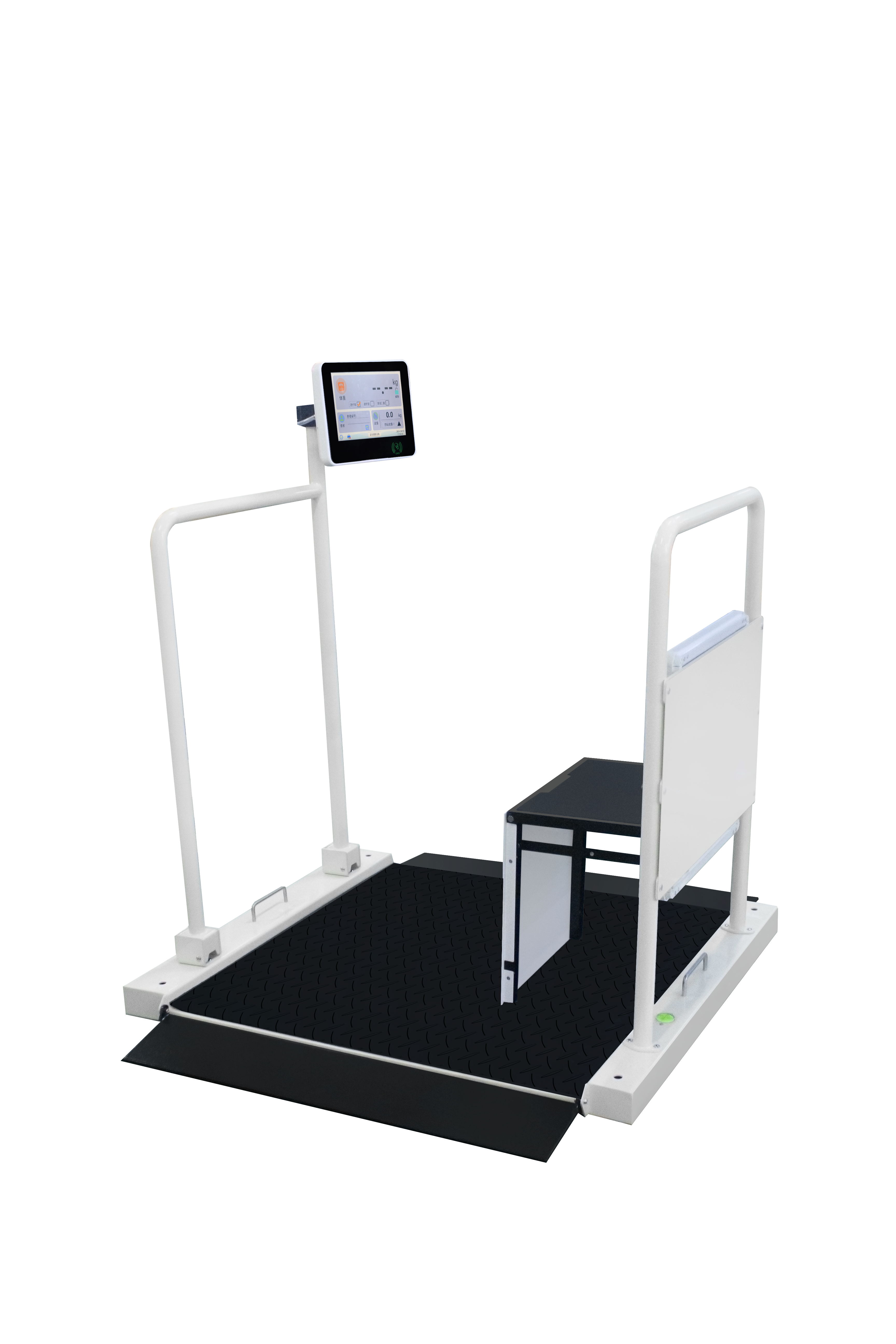 IN-685 Wheelchair Scale with folding seat and dual handrails
